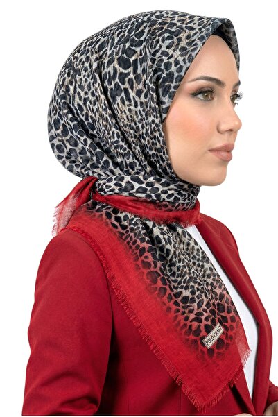 hadiora وشاح نسائي منقوش بنمط الفهد الأحمر