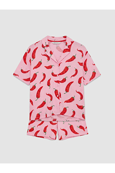 LC Waikiki Set de pijamale de damă cu guler și imprimeu