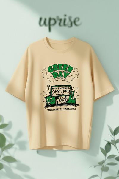 Vordevia Μπλουζάκι Green Day με στάμπα από βαμβάκι σε μεγάλο μέγεθος