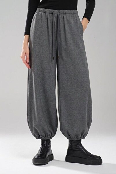 tw3 Γυναικείο υφαντό υφασμάτινο παντελόνι με ελαστική μέση και σχέδιο Balloon...