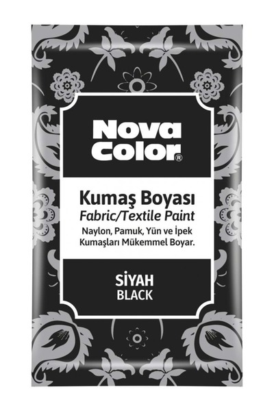 Nova Color kumaş boyası siyah 12 adet ekonomik paket tişört , pantolon , kıya...