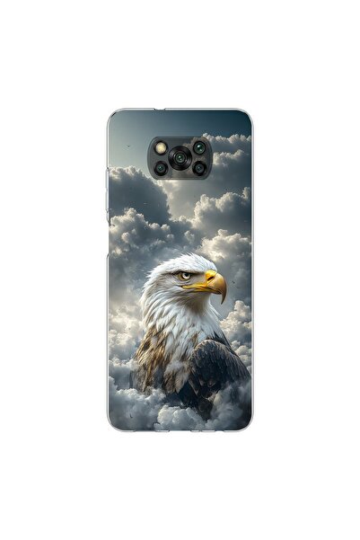 PPKin Poco X3 NFC Uyumlu Kartal Tasarımlı Şeffaf Kılıf