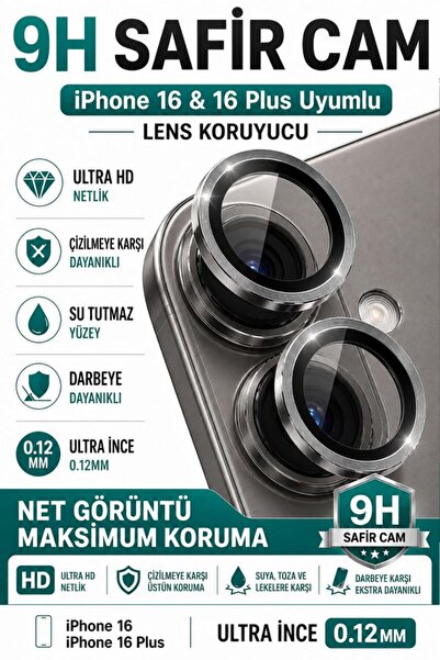 SONREİR واقي عدسة الكاميرا المعدني باللون الرمادي التيتانيوم لهاتف iPhone 16 ...