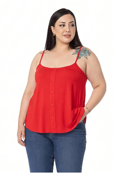 DISENTIS MODEST Μπλούζα από βισκόζη σε κόκκινο χρώμα με ρυθμιζόμενο κορδόνι κ...