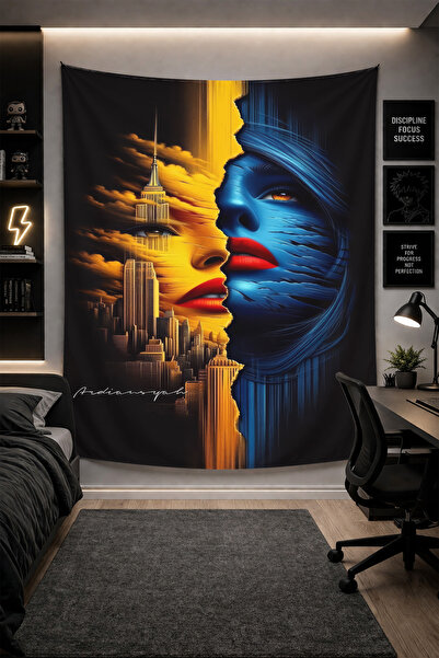 THEMODERNHANE Ύφασμα με μοντέρνο σχέδιο για τοίχο Αισθητική διακόσμηση κρεβατ...