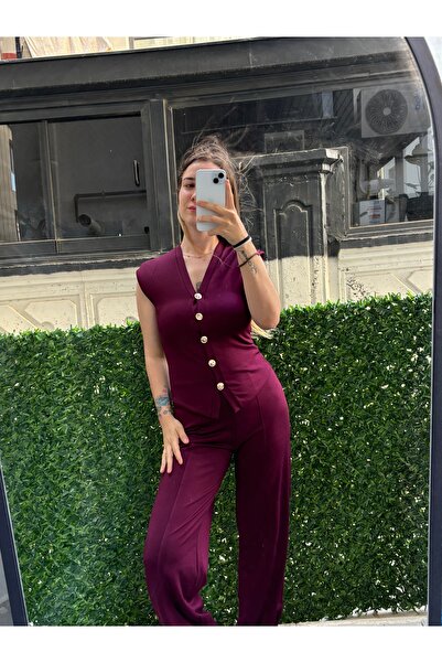 ELA طقم موديل ZR مع سترة من القماش المودال بأزرار ذهبية أمامية