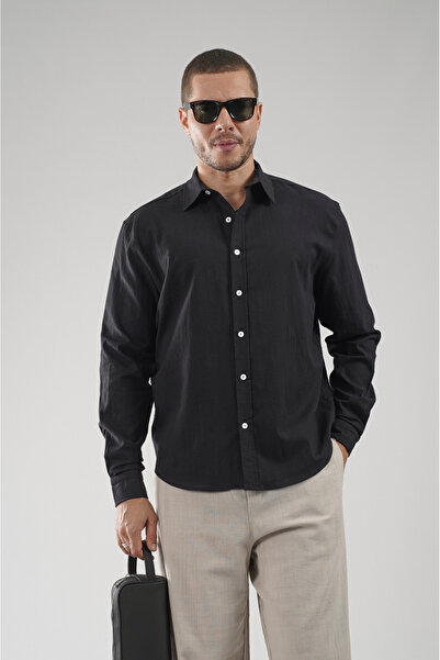 Butik Ανδρικό πουκάμισο Trend Biz Regular από λινό με λύκρα