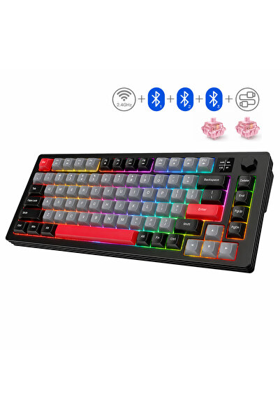 OEM Μηχανικό πληκτρολόγιο Gaming Ασύρματο BuzzleB C1, 75%, RGB 16.8M, Hot Swa...