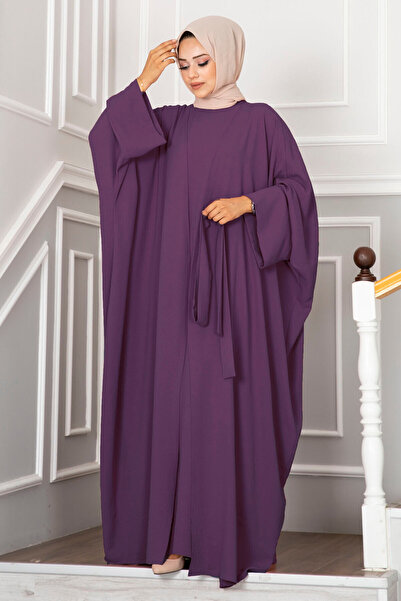 EBRUTESETTÜR Leyli Tesettür Abaya Set Plum
