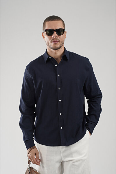 Butik Ανδρικό πουκάμισο Trend Biz Regular από λινό με λύκρα