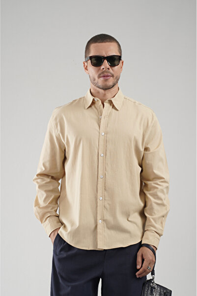 Butik Ανδρικό πουκάμισο Trend Biz Regular από λινό με λύκρα
