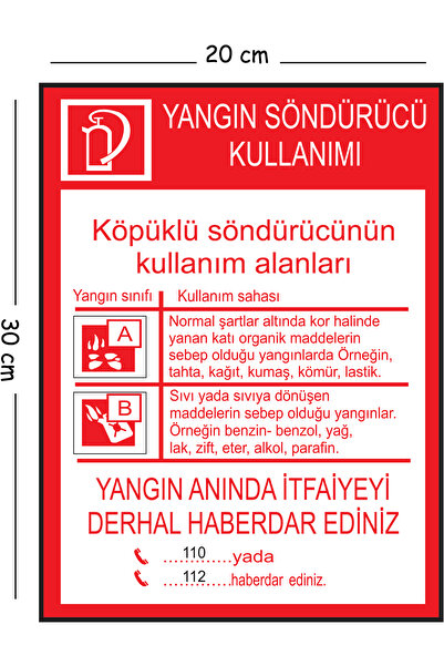 Mayeka Metal Foam Fire Extinguisher Use 20X30 cm A4 Warning Work Safety Sign