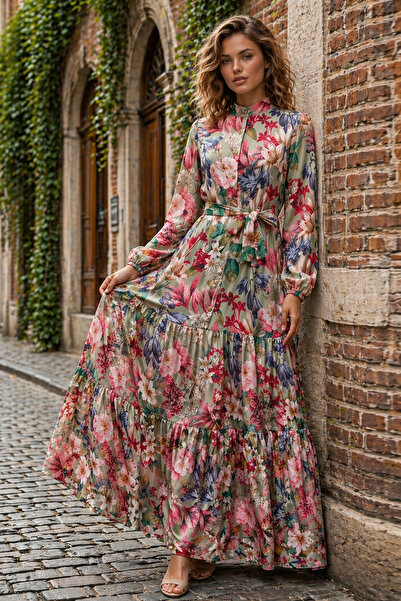 benguen Φόρεμα Τζέσικα με σχέδια, Χιτζάμπ, B601 Πράσινο