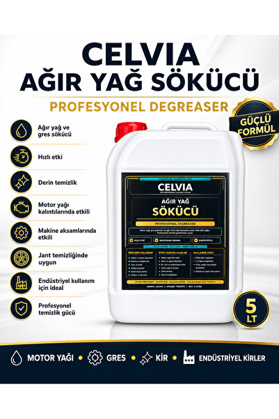 CELVIA Temizlik Ağır Yağ Sökücü 5 LT Profesyonel Degreaser Motor Yağı Gres Ki...