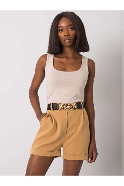Italy Moda Pantaloni Scurți Camel Cu Centură Laurell - S