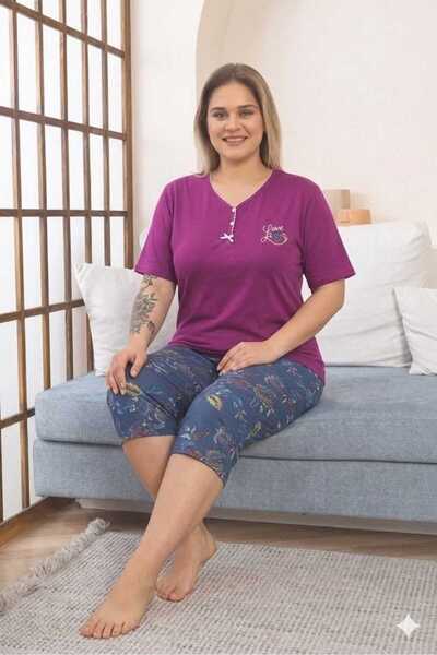 Asel Σετ πιτζάμες μεγάλου μεγέθους με κοντά μανίκια, από χτενισμένο βαμβάκι, ...