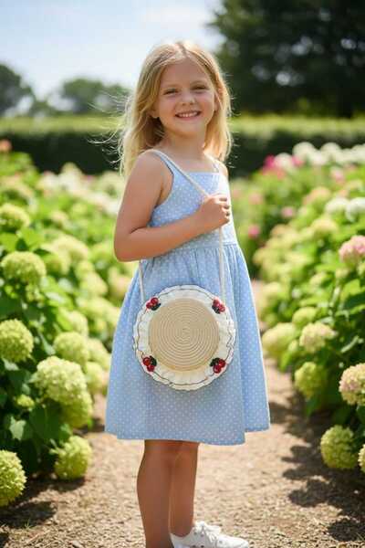 Aware Time Τσάντα αξεσουάρ για κορίτσια 21 εκ. Ψάθινη τσάντα με χιαστί λουράκι