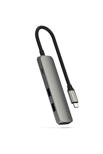 Satechi HUB USB Multiport Slim ST-P4SM, 4-in-1, USB-C, HDMI 4K, Gri Spatial