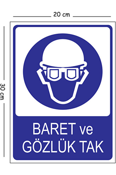 Mayeka Metal Helmet and Goggles Sign 20X30 cm A4 Warning Work Safety Sign