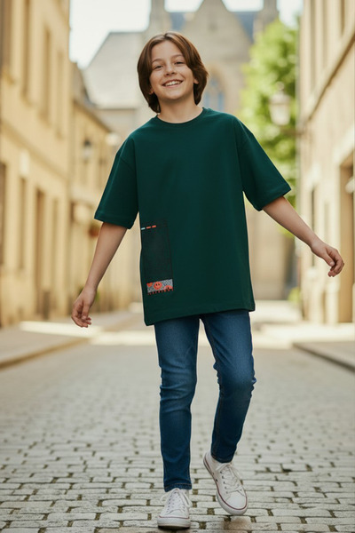 poozkids تي شيرت للأولاد كبير الحجم - تصميم عصري مطبوع، قصة مريحة، تي شيرت أس...