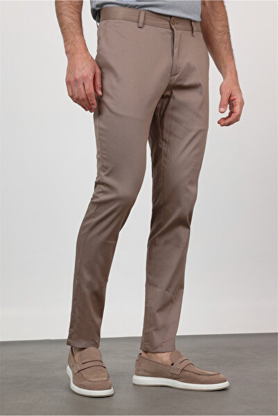 İmza Σκούρο Μπεζ Παντελόνι Τσίνο με Πλαϊνή Τσέπη, Ίσια Γραμμή, Βαμβακερό, Στε...