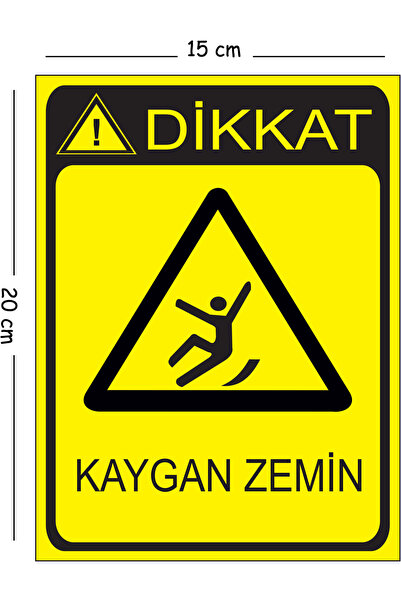 Mayeka Metal Dikkat Kaygan Zemin 15x20 cm Uyarı İş Güvenliği Levhası