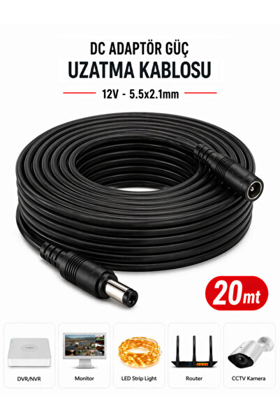 Vwin 12V Adaptör DC Power Güç Uzatma Kablosu Güvenlik Kamera LED Monitör DVR/...