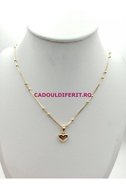 OEM Μικρό κολιέ καρδιά, επιχρυσωμένο 14 καρατίων