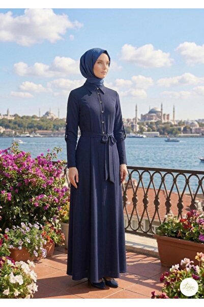 Butik Kadın Apolet Detaylı Tesettür Yazlık Elbise