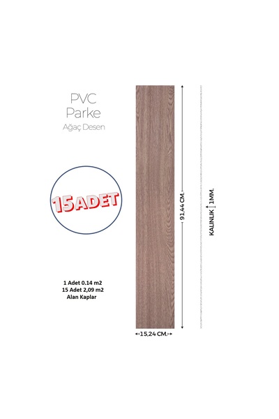 Brano 15,24 x 91,44 Cm Kendinden yapışkanlı Parke Görünümlü zemin kaplaması A...