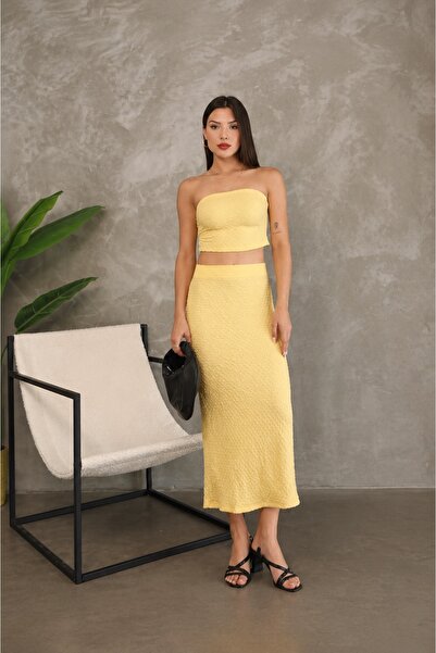 franky B Γυναικείο Σετ Στράπλες με Υφή Gofre