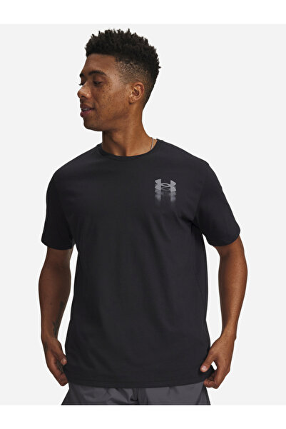Under Armour تيشيرت رجالي أسود برقبة دائرية وشعار