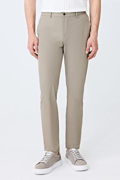 Tween Relaxed Fit (Pilesiz) Bej Armürlü Kumaş Pantolon
