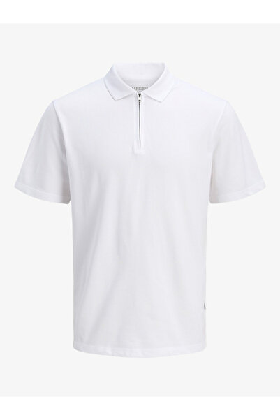 REBEL By Styli Men White Cotton Polo with Zip