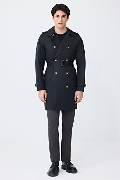 Tween Slim Fit Siyah Pardösü/Trenckot