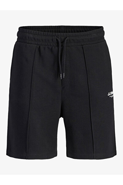 Jack & Jones شورت رياضي رجالي أسود بتفاصيل بنتك