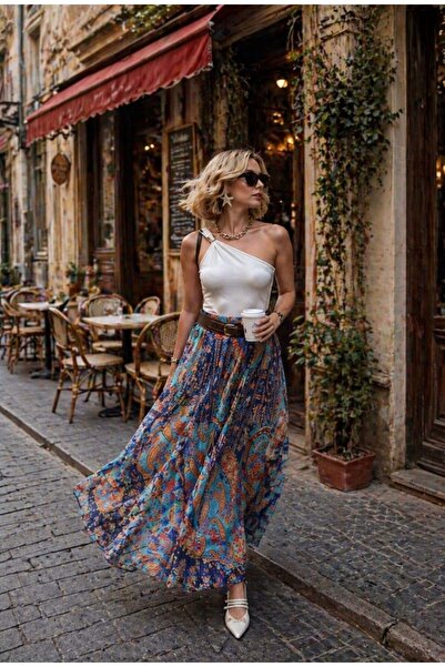 ibeeka Μάξι φούστα Sienna Power Look με έθνικ σχέδιο και λεπτομέρεια ζώνης