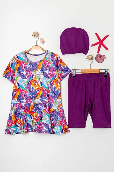 Mnk Baby&Kids Σετ μαγιό για κορίτσια με σχέδια - Περιλαμβάνει μπανιέρα και σο...