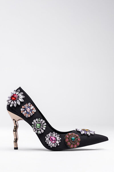 MARY Rochie de seara cu toc Toc auriu Rochie de seara cu strasuri Pantofi cu ...