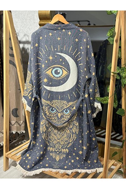 Befera Design Kimono din muselină, 100% bumbac, cu model de bufniță, halat de...