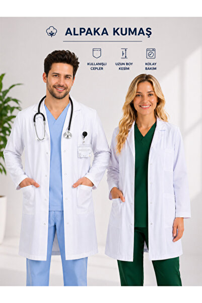 UMAY ÜNİFORMA Unisex Beyaz Önlük Kadın Erkek Doktor Hemşire Eczacı Veteriner ...