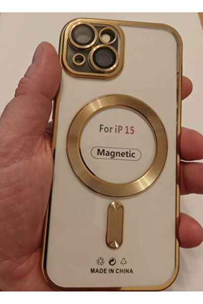 Apple iPhone 15 Διαφανής Θήκη Premium, Χρυσό Πλαίσιο, Συμβατή με MagSafe, Λεπ...