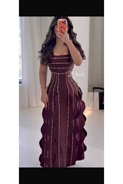 SERAFIN FASHION Burgundy evening dress