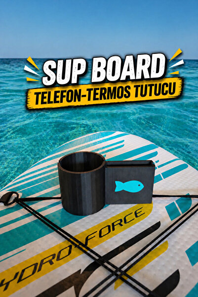 KIZILAKSAM SUP Board Paddle Board - Telefon Tutucu & Termos Tutucu - Siyah