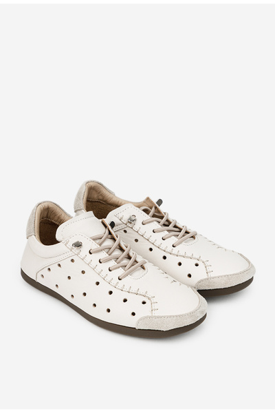 Dasha Women's beige Leather shoes with perforations