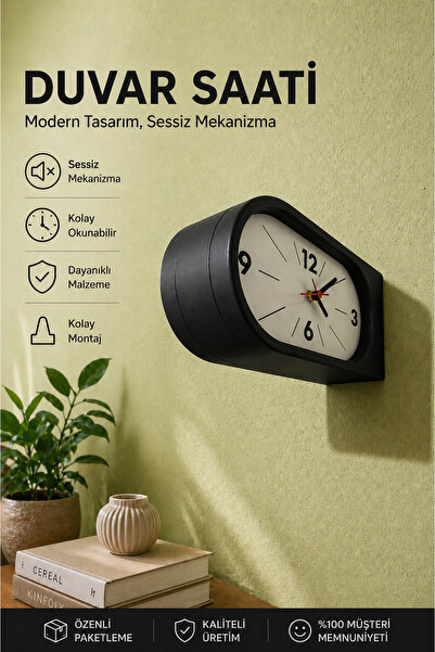 Tovo Craft Çift Taraflı Duvar Saati Modern Tasarım Dekoratif Sessiz Mekanizma...