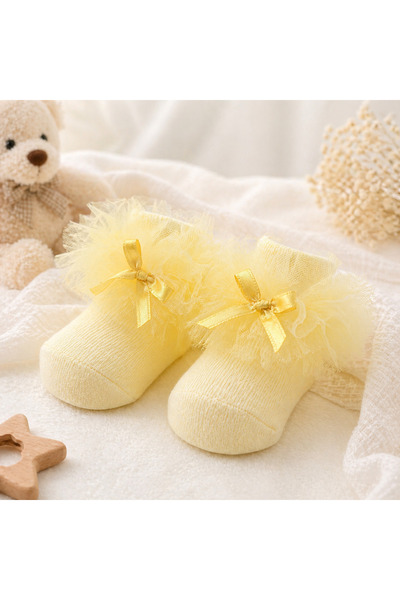 Minimissbaby Minimiss Baby Tulle Princess Baby Socks – Yellow Ruffle Design Set of 2
