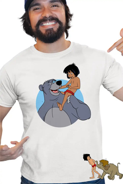 OEM Tricou Barbati Cartea Junglei Baloo Mowgli