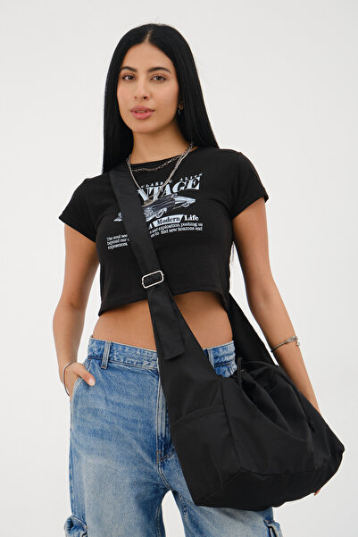 fluffy Αδιάβροχη μαύρη τσάντα με ρυθμιζόμενη λαβή (50*30) - Κατάλληλη για χρή...