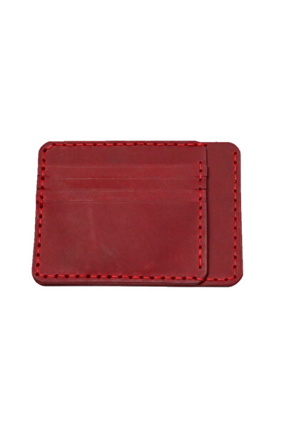 ELYK Creation Portcard Minimalist din Piele Naturală , personalizabil, Duma, Rosu